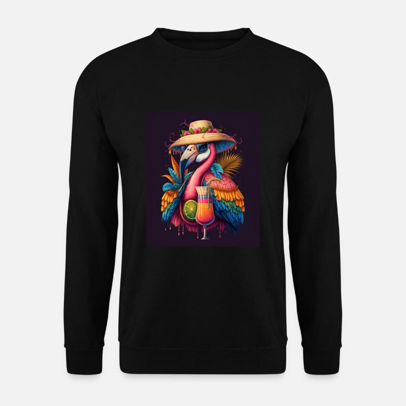 Flamingo Playing Musical Instruments Mexican - Unisex Sweatshirt - black