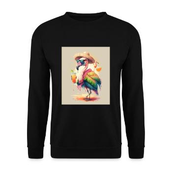 Flamingo Playing Musical Instruments Mexican - Unisex Pullover - Schwarz - Vorne - Alina (178cm) & Michal (187cm)