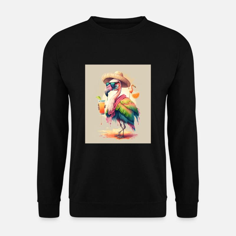 Flamingo Playing Musical Instruments Mexican - Unisex Sweatshirt - black