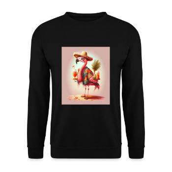 Flamingo Playing Musical Instruments Mexican - Unisex Pullover - Schwarz - Vorne - Alina (178cm) & Michal (187cm)