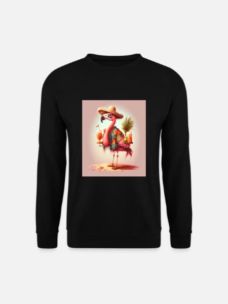 Flamingo Playing Musical Instruments Mexican - Unisex Pullover - Schwarz