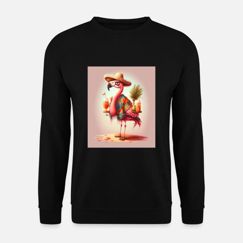 Flamingo Playing Musical Instruments Mexican - Unisex Sweatshirt - black