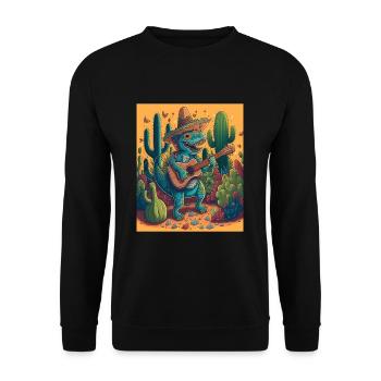 Dinosaur Lover Festive Dinosaur jouant de la guitare - Sweat-shirt Unisexe - noir - Devant - Alina (178cm) & Michal (187cm)