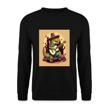 Dinosaur Lover Festive Dinosaur jouant de la guitare - Sweat-shirt Unisexe - noir - Devant - Alina (178cm) & Michal (187cm)