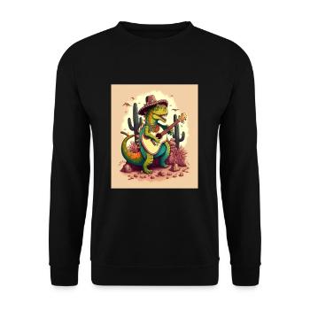 Dinosaur Lover Festive Dinosaur Playing Guitar - Unisex Sweatshirt - black - Front - Alina (178cm) & Michal (187cm)