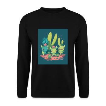 Mexican Cactus Plant Lover Cactus Axolotl Mexican - Unisex Sweatshirt - black - Front - Alina (178cm) & Michal (187cm)