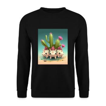 Mexican Cactus Plant Lover Cactus Axolotl Mexican - Unisex Sweatshirt - black - Front - Alina (178cm) & Michal (187cm)