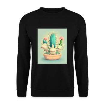 Mexican Cactus Plant Lover Cactus Axolotl Mexican - Unisex Sweatshirt - black - Front - Alina (178cm) & Michal (187cm)