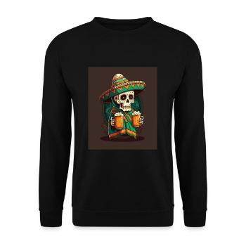 Sugar Skull Wearing Sombrero Drunk Mexican Sugar - Unisex Pullover - Schwarz - Vorne - Alina (178cm) & Michal (187cm)
