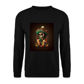 Sugar Skull Wearing Sombrero Drunk Mexican Sugar - Unisex Pullover - Schwarz - Vorne - Alina (178cm) & Michal (187cm)