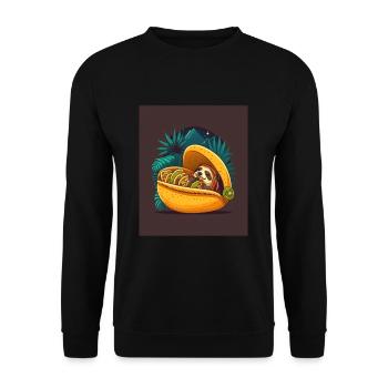 Sloth Sleeping In Taco Funny Sloth Taco Lover - Unisex Pullover - Schwarz - Vorne - Alina (178cm) & Michal (187cm)