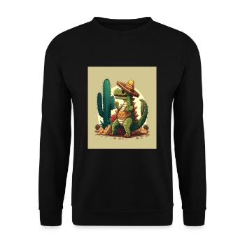 Dinosaur Lover Green Dinosaur Wearing Sombrero - Unisex Sweatshirt - black - Front - Alina (178cm) & Michal (187cm)