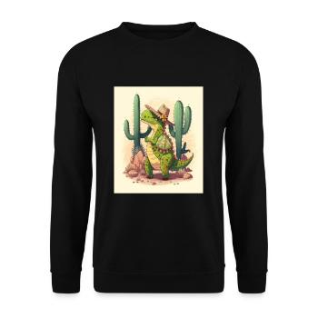 Dinosaur Lover Green Dinosaur Wearing Sombrero - Unisex Sweatshirt - black - Front - Alina (178cm) & Michal (187cm)