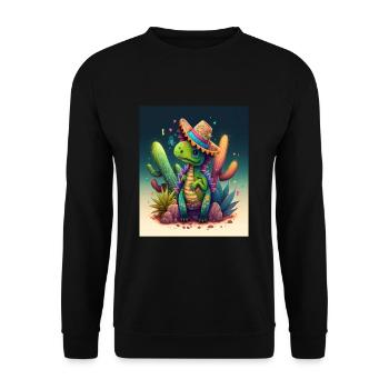 Dinosaur Lover Green Dinosaur Wearing Sombrero - Unisex Pullover - Schwarz - Vorne - Alina (178cm) & Michal (187cm)