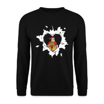 Süßer Weihnachtsmann im Loch im zerrissenen - Unisex Pullover - Schwarz - Vorne - Alina (178cm) & Michal (187cm)