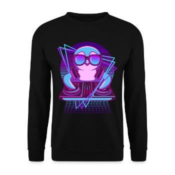 Party Musik Techno Pinguin Vaporwave DJ Pinguin - Unisex Pullover - Schwarz - Vorne - Alina (178cm) & Michal (187cm)