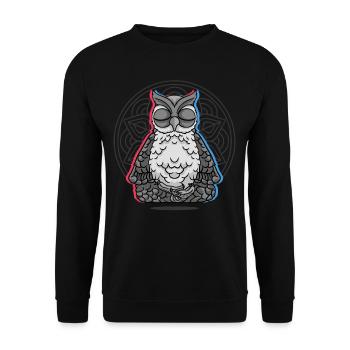 Namaste Owl Mandala Lotus Meditation Owl - Unisex Sweatshirt - black - Front - Alina (178cm) & Michal (187cm)