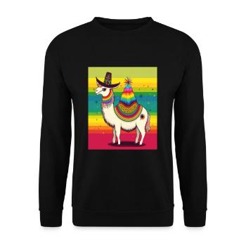 Unicorn Morphed With Llama Funny Mexican Unicorn - Unisex Pullover - Schwarz - Vorne - Alina (178cm) & Michal (187cm)