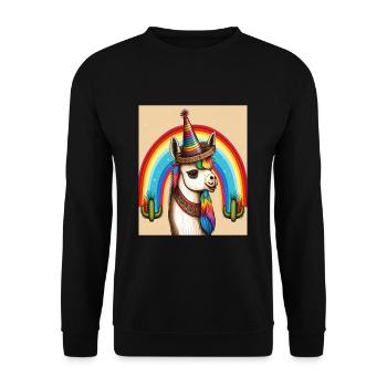 Unicorn Morphed With Llama Funny Mexican Unicorn - Unisex Pullover - Schwarz - Vorne - Alina (178cm) & Michal (187cm)
