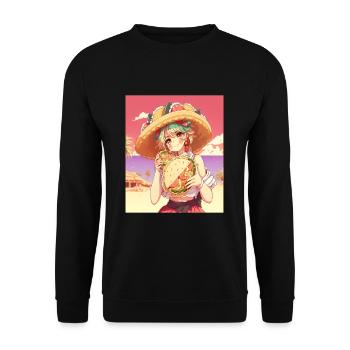 Fille d’anime portant un sombrero Fille d’anime portant - Sweat-shirt Unisexe - noir - Devant - Alina (178cm) & Michal (187cm)