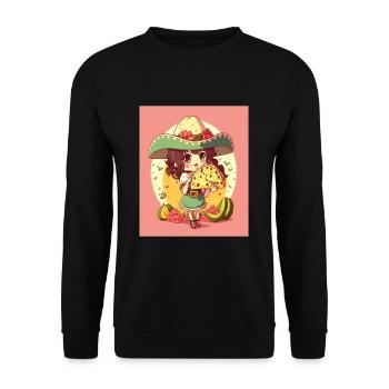 Anime Girl Wearing Sombrero Anime Girl Wearing - Unisex Pullover - Schwarz - Vorne - Alina (178cm) & Michal (187cm)