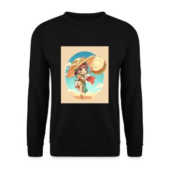 Anime Girl Wearing Sombrero Anime Girl Wearing - Unisex Sweatshirt - black - Front - Alina (178cm) & Michal (187cm)