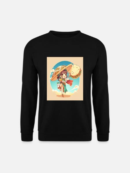 Anime Girl Wearing Sombrero Anime Girl Wearing - Unisex Pullover - Schwarz