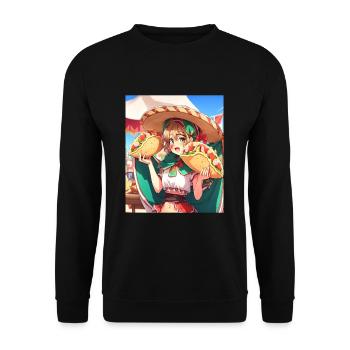 Fille d’anime portant un sombrero Fille d’anime portant - Sweat-shirt Unisexe - noir - Devant - Alina (178cm) & Michal (187cm)