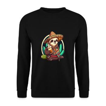 Cute Sloth Animal Owners Drunk Mexican Sloth - Unisex Pullover - Schwarz - Vorne - Alina (178cm) & Michal (187cm)