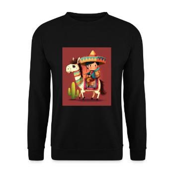 Boy In Mexican Costume Mexican Boy Riding Llama - Unisex Sweatshirt - black - Front - Alina (178cm) & Michal (187cm)