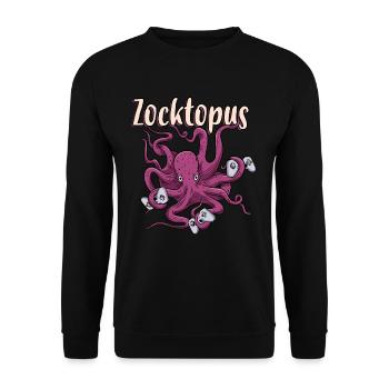 Gaming Octopus Gaming Tintenfisch Zocktopus - Unisex Pullover - Schwarz - Vorne - Alina (178cm) & Michal (187cm)