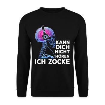 Kann Dich Nicht Hören Ich Zocke Gamer Skelett - Unisex Pullover - Schwarz - Vorne - Alina (178cm) & Michal (187cm)