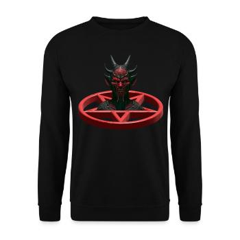 Teufel Pentagram Satan Horror - Unisex Pullover - Schwarz - Vorne - Alina (178cm) & Michal (187cm)