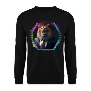 Lion en costume - Sweat-shirt Unisexe - noir - Devant - Alina (178cm) & Michal (187cm)