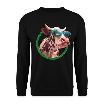 cool cow wearing sunglasses - Unisex Sweatshirt - black - Front - Alina (178cm) & Michal (187cm)