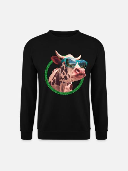 cool cow wearing sunglasses - Unisex Sweatshirt - black