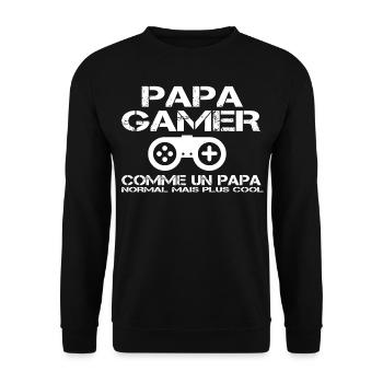 Papa gamer Comme Un Papa Normal - Sweat-shirt Unisexe - noir - Devant - Alina (178cm) & Michal (187cm)