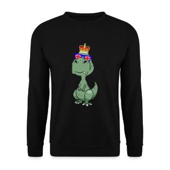 Dino Queen Elizabeth II British Crown T-Rex - Unisex Sweatshirt - black - Front - Alina (178cm) & Michal (187cm)