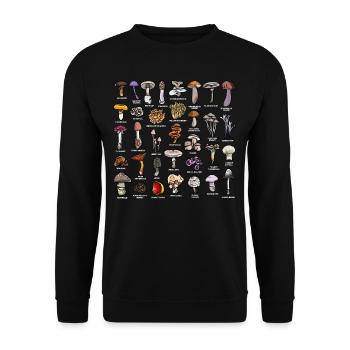 Pilzsammler Pilzsammlung Pilzarten - Unisex Pullover - Schwarz - Vorne - Alina (178cm) & Michal (187cm)