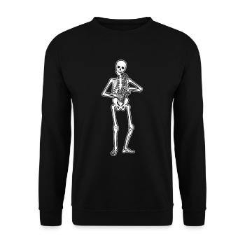 Skelett Saxophon Halloween - Unisex Pullover - Schwarz - Vorne - Alina (178cm) & Michal (187cm)