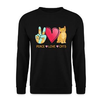 Peace Love Cats Peace Sign - Unisex Pullover - Schwarz - Vorne - Alina (178cm) & Michal (187cm)