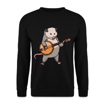 Opossum Animal Playing Banjo Banjo Player - Unisex Pullover - Schwarz - Vorne - Alina (178cm) & Michal (187cm)