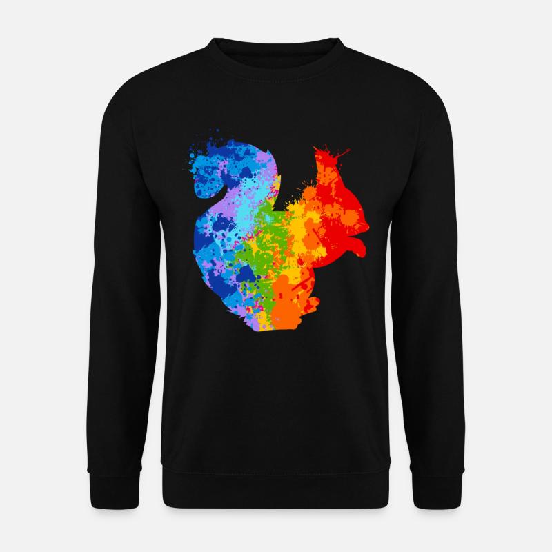 Farbspritzer Eichhörnchen Buntes Eichhörnchen - Unisex Pullover - Schwarz