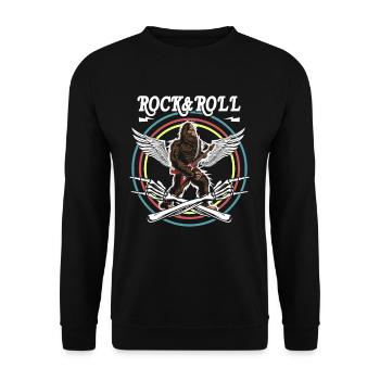 Rock And Roll Bigfoot Sasquatch Gitarre Gitarrist - Unisex Pullover - Schwarz - Vorne - Alina (178cm) & Michal (187cm)