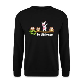 Be Different Cow Be You Autism Awareness Cow - Unisex Pullover - Schwarz - Vorne - Alina (178cm) & Michal (187cm)