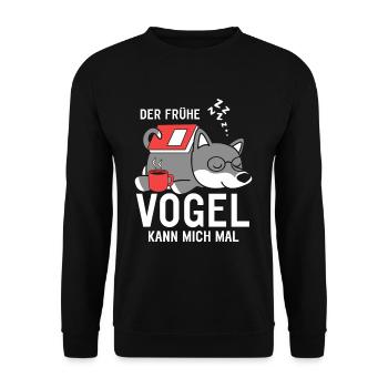 Der Frühe Vogel kann mich mal Hund - Unisex Pullover - Schwarz - Vorne - Alina (178cm) & Michal (187cm)