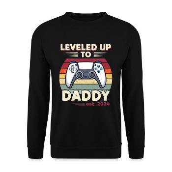 Leveled Up To Daddy Est. 2023 Controller - Unisex Sweatshirt - black - Front - Alina (178cm) & Michal (187cm)