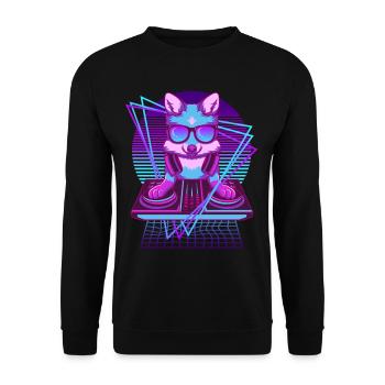 Vaporwave Fuchs DJ Pult Fuchs - Unisex Pullover - Schwarz - Vorne - Alina (178cm) & Michal (187cm)