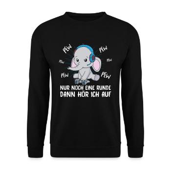 Nur Noch Eine Runde Zocken Gamer Elefant - Unisex Pullover - Schwarz - Vorne - Alina (178cm) & Michal (187cm)