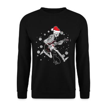 Skeleton Plays Electric Guitar Cat Christmas Hat - Unisex Sweatshirt - black - Front - Alina (178cm) & Michal (187cm)